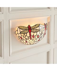 Dragonfly Tiffany Glass Wall Light In Matt Black