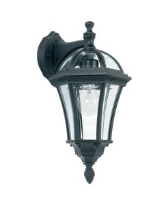 Drayton Clear Glass Shade Downlight Wall Light In Matt Black