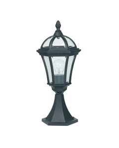 Drayton Clear Glass Shade Outdoor Post In Textured Matt Black