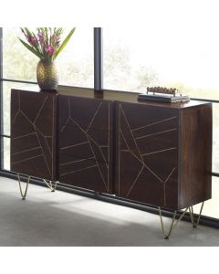 Dreka Extra Large 2 Doors And 3 Drawers Sideboard In Dark Gold