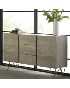 Dreka Extra Large 2 Doors And 3 Drawers Sideboard In Light Gold