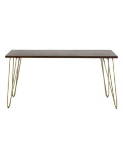 Dreka Rectangular Wooden Dining Table In Dark Gold