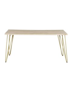 Dreka Rectangular Wooden Dining Table In Light Gold