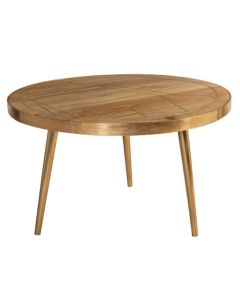 Dreka Round Wooden Coffee Table In Light Gold
