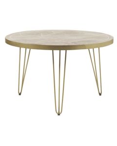 Dreka Round Wooden Dining Table In Light Gold