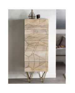 Dreka Wooden Chest Of Drawers In Light Gold With 5 Drawers