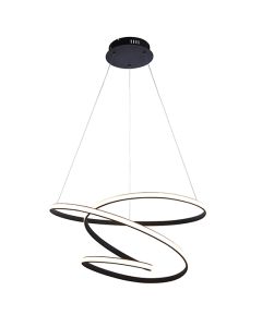 Dune LED Ceiling Pendant Light In Textured Black With White Diffuser