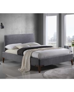 Durban Fabric Upholstered Double Bed In Grey