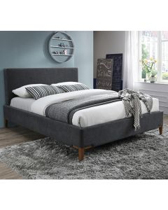 Durban Fabric Upholstered King Size Bed In Dark Grey