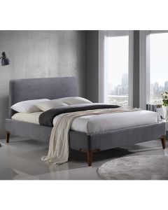 Durban Fabric Upholstered King Size Bed In Grey