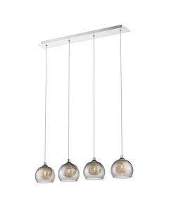 Ealing 4 Bulbs Decorative Ceiling Pendant Light In Chrome And Smoked Grey