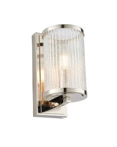 Easton Ribbed Bubble Glass Wall Light In Bright Nickel