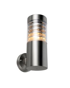 Eaves Clear Polycarbonate Shade Wall Light In Brushed Stainless Steel