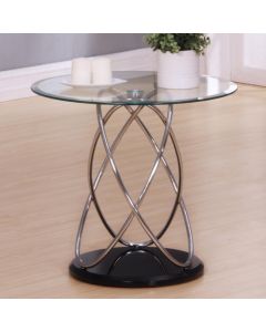 Eclipse Clear Glass Lamp Table With Stainless Steel Base
