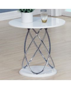 Eclipse Clear White Lamp Table With Stainless Steel Base