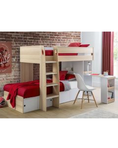 Eclipse Wooden Bunk Bed In Scandinavian Oak And White