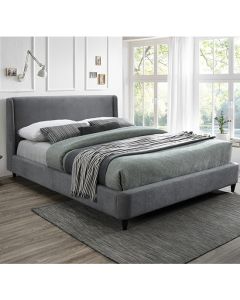 Edburgh Fabric Upholstered Double Bed In Light Grey