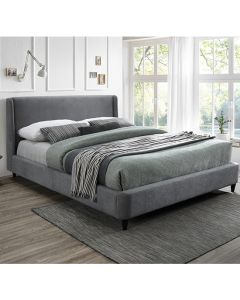 Edburgh Fabric Upholstered King Size Bed In Light Grey