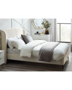 Eden Boucle Fabric Double Bed In Ivory