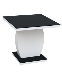 Edenhall Black Glass Lamp Table With Black And White High Gloss Base