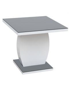 Edenhall Grey Glass Lamp Table With Grey And White High Gloss Base