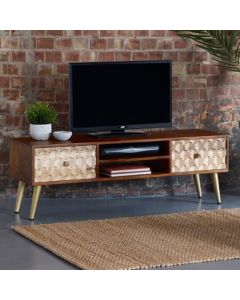 Edison Large Wooden 2 Drawers And 1 Shelf TV Stand In Dark Walnut