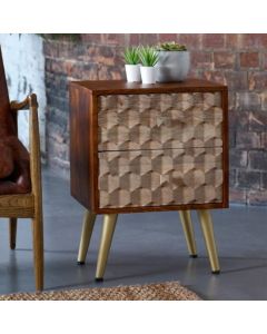 Edison Wooden Side Table In Dark Walnut With 2 Drawers