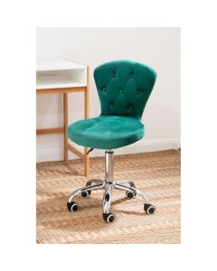 Ekona Velvet Upholstered Home And Office Chair In Green