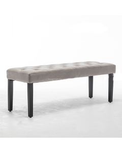 Eleanor Velvet Upholstered Dining Bench In Light Grey