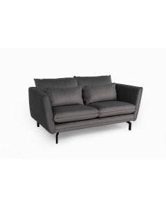 Elford Fabric 2 Seater Sofa In Grey With Black Metal Legs