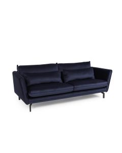 Elford Fabric 3 Seater Sofa In Navy With Black Metal Legs