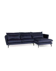 Elford Fabric Corner Sofa In Navy With Black Metal Legs