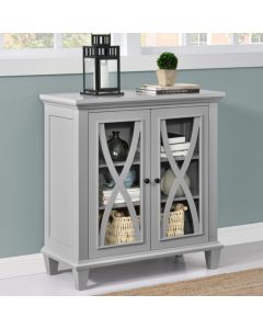 Ellington Wooden Display Cabinet In Grey With 2 Doors