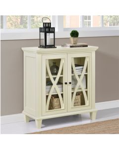 Ellington Wooden Display Cabinet In Ivory With 2 Doors