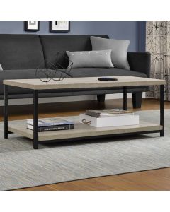 Elmwood Wooden Coffee Table In Distressed Grey Oak