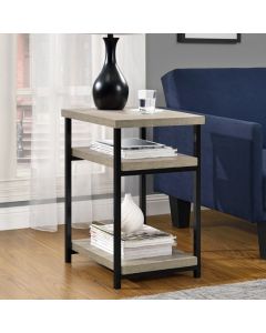 Elmwood Wooden End Table In Distressed Grey Oak