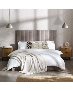 Eloise Fabric Double Bed In Chenille Grey