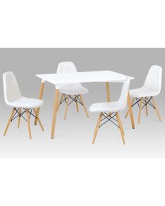 Emery Wooden Dining Set In White With 4 Chairs