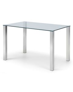 Enzo Compact Glass Dining Table With Chrome Legs