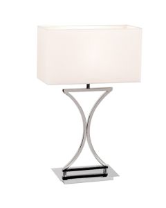 Epalle White Fabric Table Lamp In Chrome