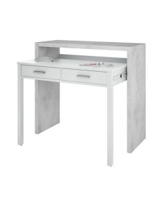 Epping Pull Out Computer Desk In White And Concrete
