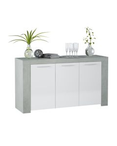 Epping Wooden Sideboard In White And Concrete With 3 Doors