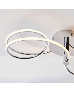 Eterne 2 Lights Semi Flush Ceiling Light In Chrome With Matt White Diffuser