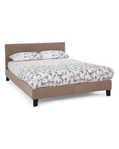 Evelyn Fabric Upholstered King Size Bed In Latte