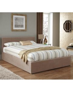 Evelyn Fabric Upholstered Storage Double Bed In Latte