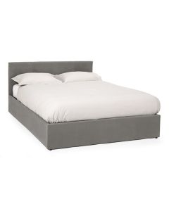 Evelyn Fabric Upholstered Storage Double Bed In Steel