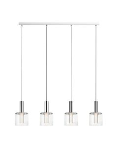 Evita 4 Bulbs Decorative Rectangular Ceiling Pendant Light In Chrome