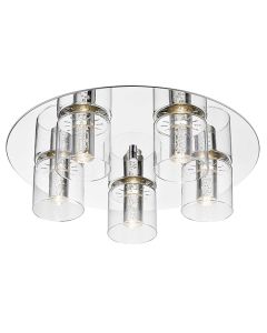 Evita 5 Bulbs Round Flush Ceiling Light In Chrome