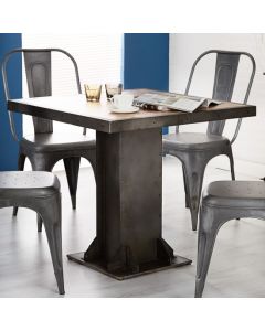Evoke Square Metal Dining Table In Reclaimed Metal