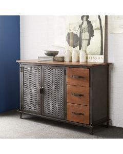 Evoke Wooden Sideboard In Reclaimed Wood With 2 Doors And 3 Drawers